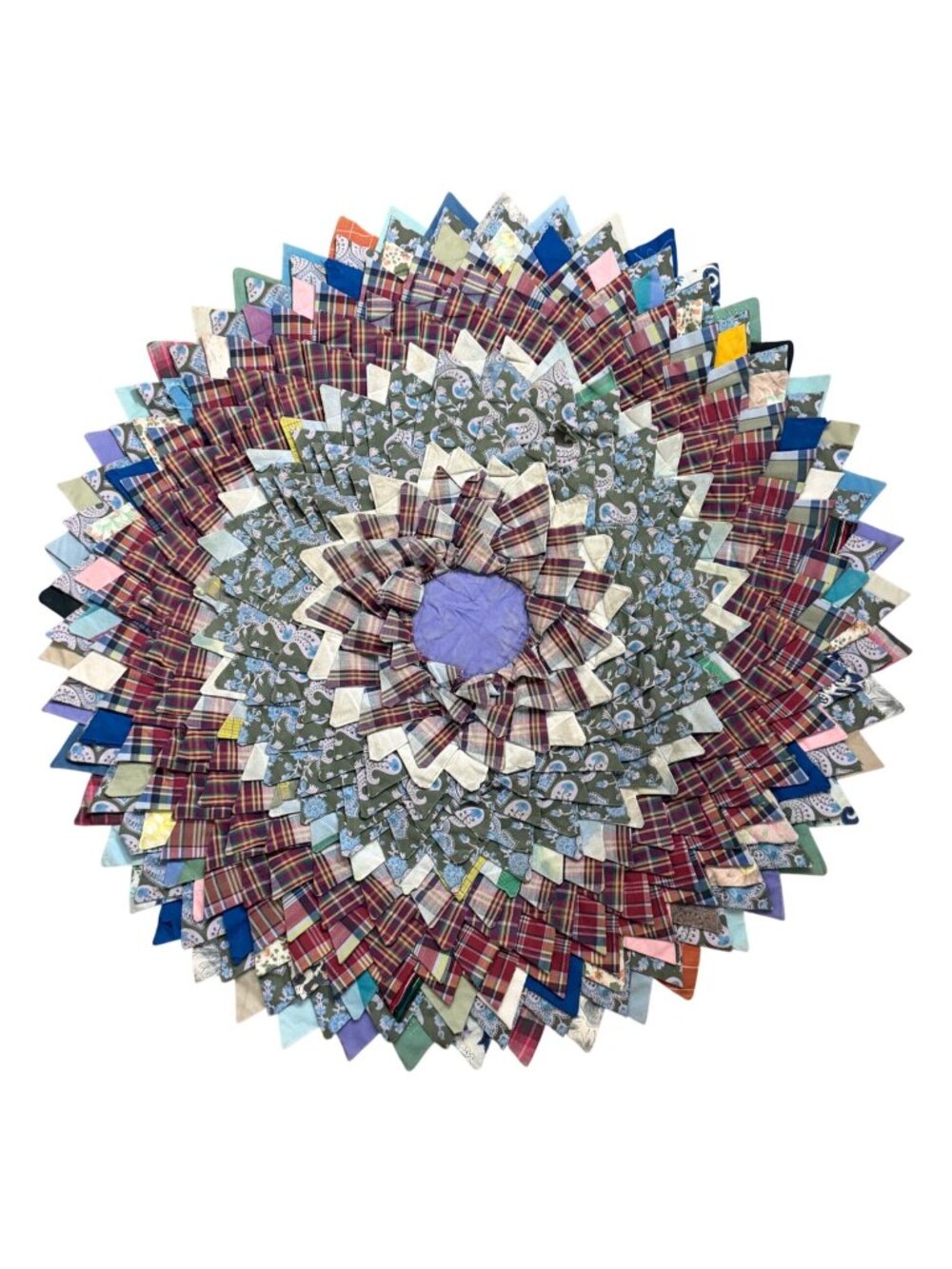 Vintage Handmade Quilted Rug Doormat Mat Multicolor 3D Patchwork Design